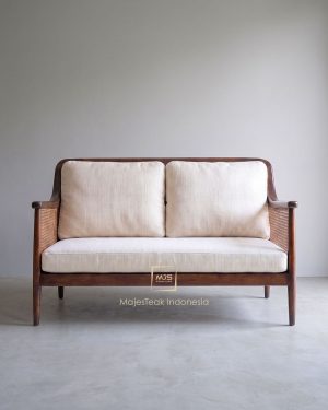 Classic Teak Wood Rattan Sofa