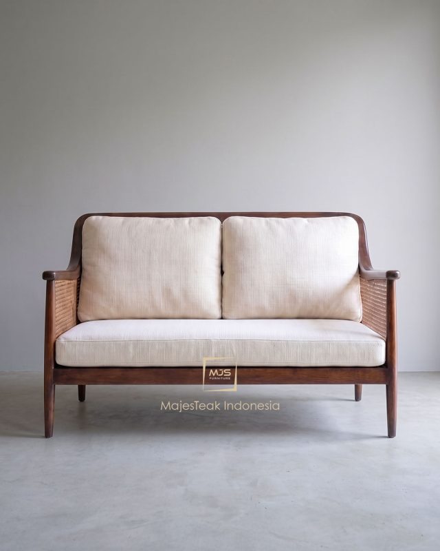 Classic Teak Wood Rattan Sofa
