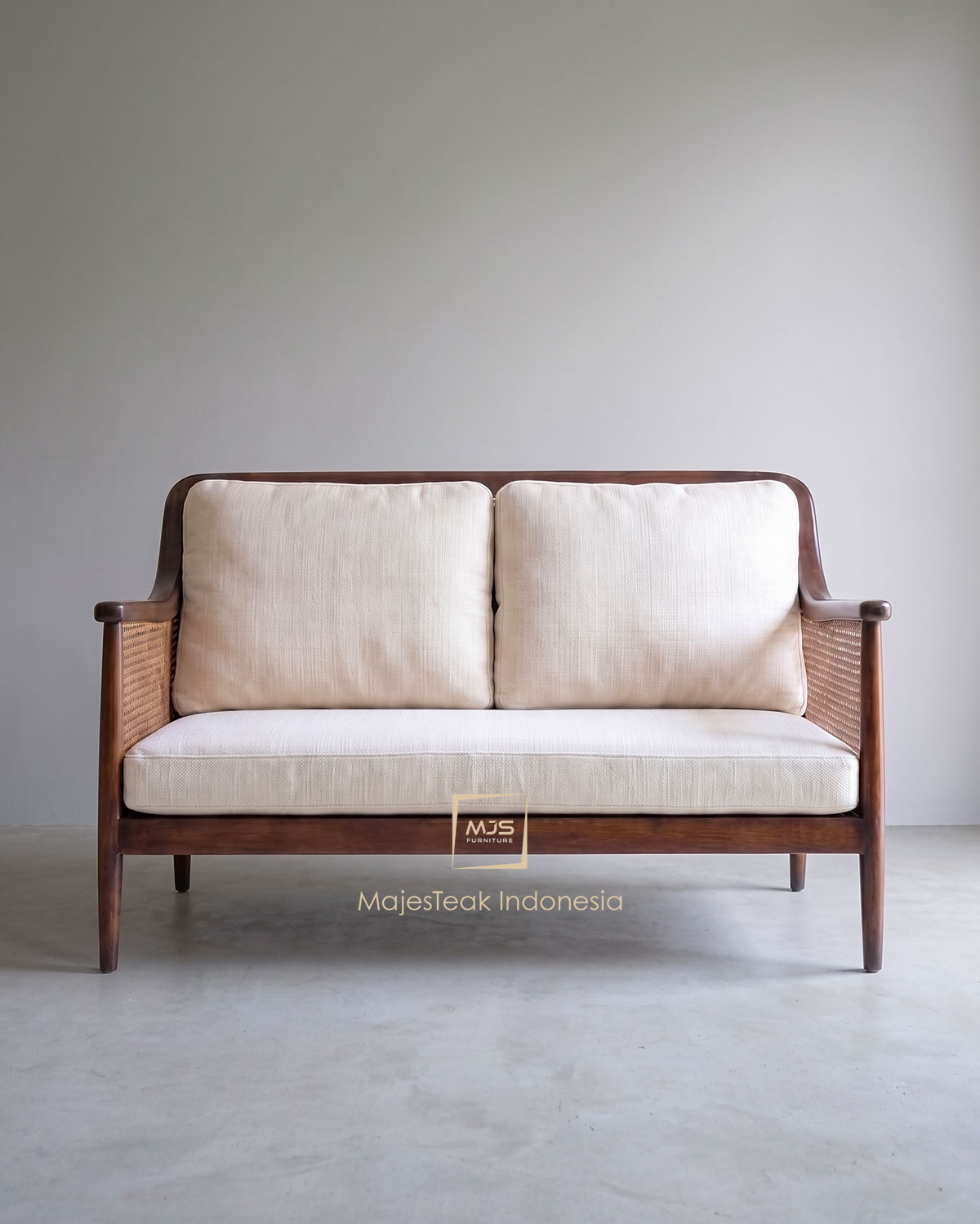 Classic Teak Wood Rattan Sofa