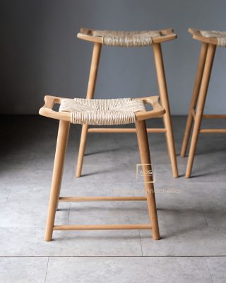 simple barstool teak wood rattan