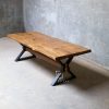 live edge teak wood dining table