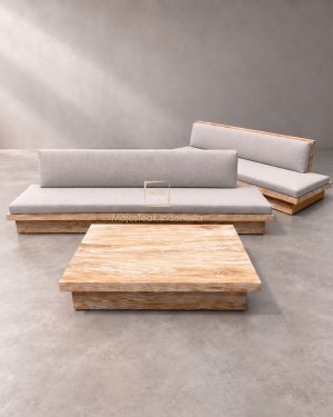 Solid Teak Wood White Wash Sofa Rustic