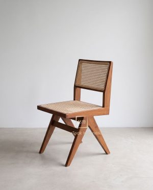 Indonesian Teak Wood Rattan Dining Chair