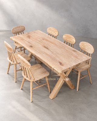 whitewashed rustic teak dining table