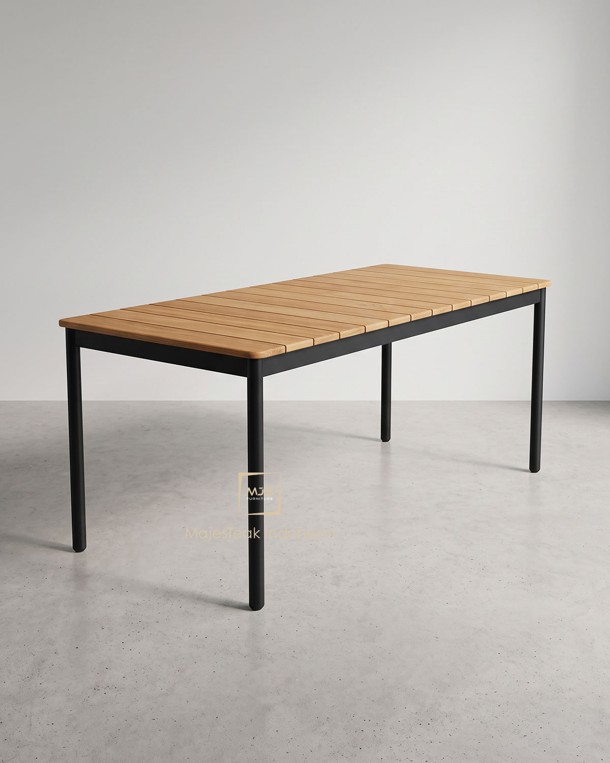 Aluminnium teak wood dining table