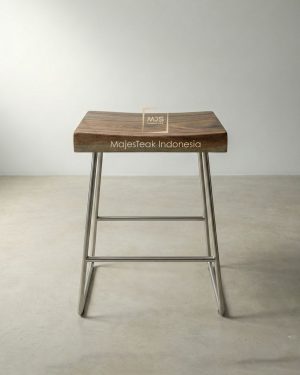 Suar Wood Stainless Barstool
