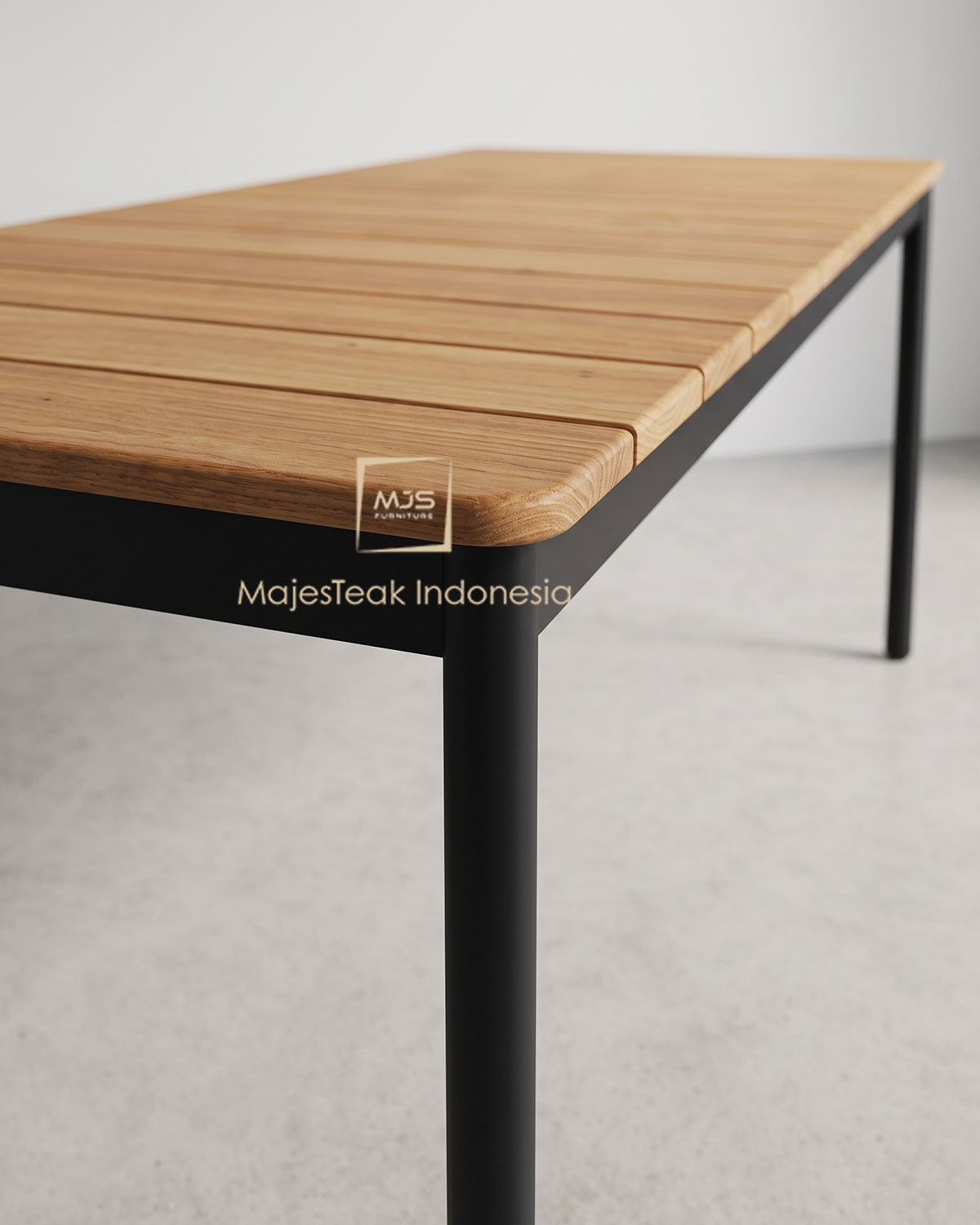 aluminium base teak wood dining table
