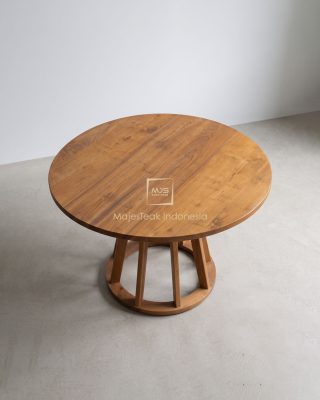 round teak wood dining table