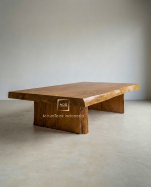 live edge teak wood coffee table